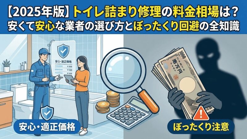 【2025年版】トイレ詰まり修理の料金相場は？安くて安心な業者の選び方 