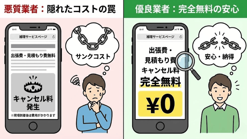 トイレつまりの依頼は「キャンセル料・見積もり料」が完全無料か