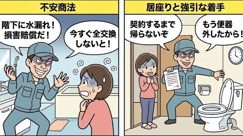 トイレ詰まり修理の悪徳業者が使う「不安商法」と「居座り」の手口