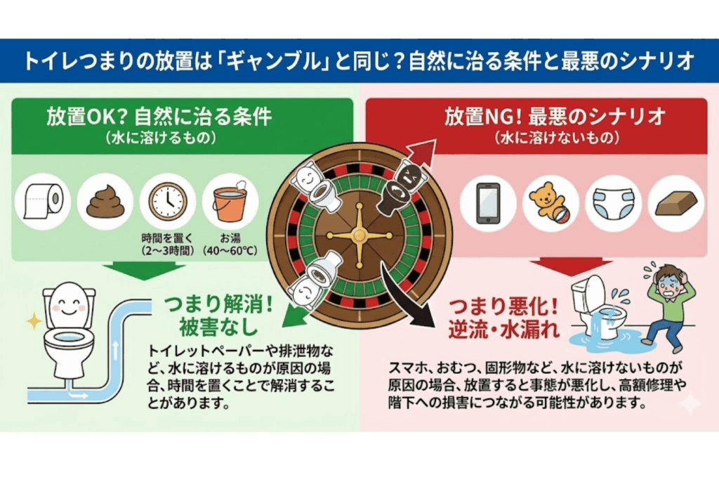 トイレつまり放置はNGのイラスト
