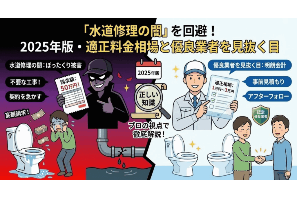 水道修理の闇のイラスト