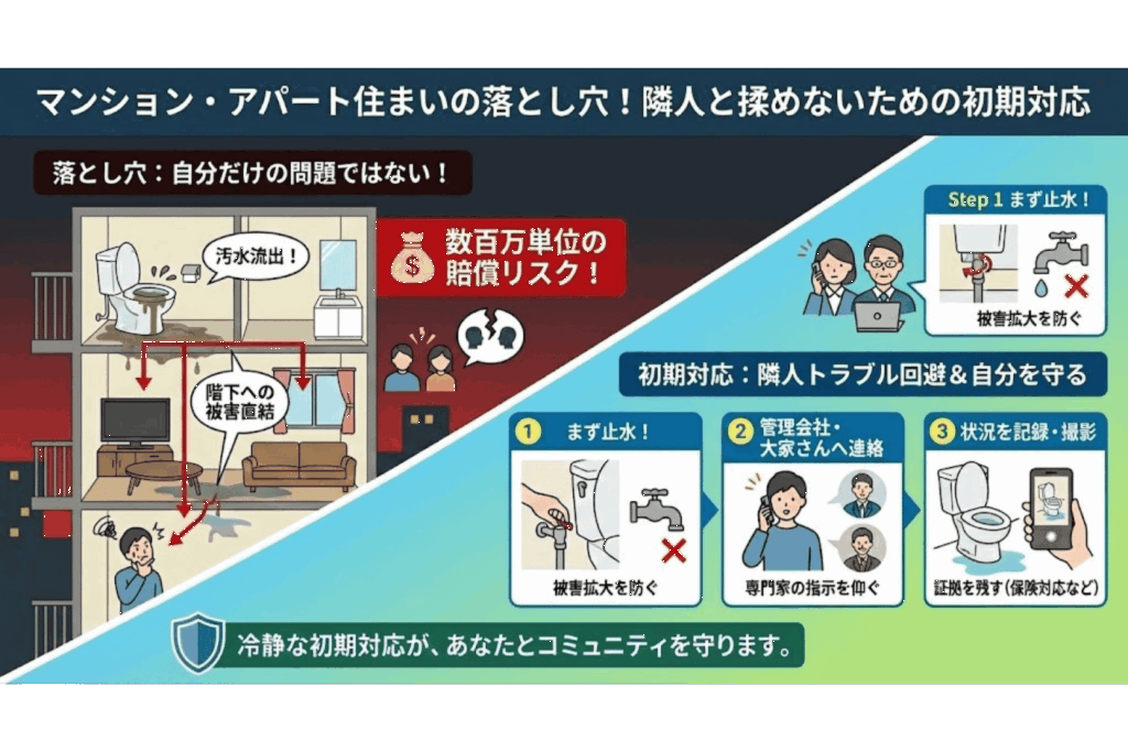 水道つまりの初期対応のイラスト