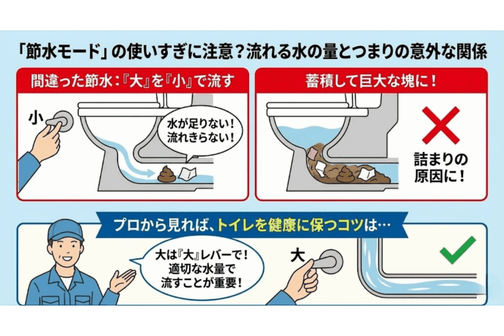 節水モードの注意点のイラスト