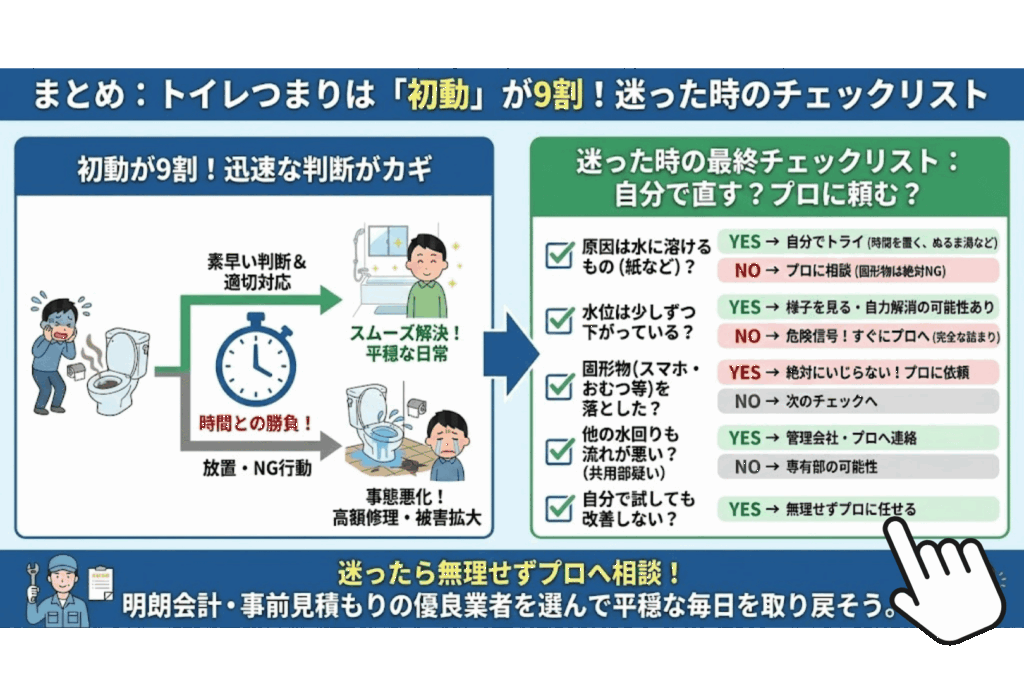 トイレつまりのチェックリストのイラスト