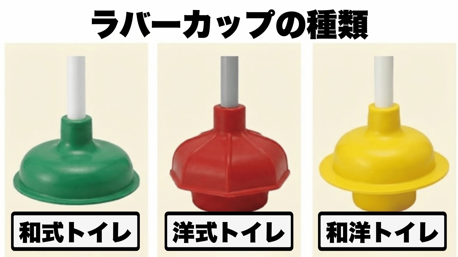 底が平らな和式用スッポンと出っ張りがある洋式用スッポンの違い