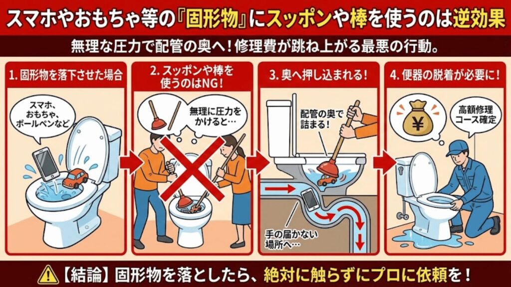 固形物を落とした時の対処法のイラスト