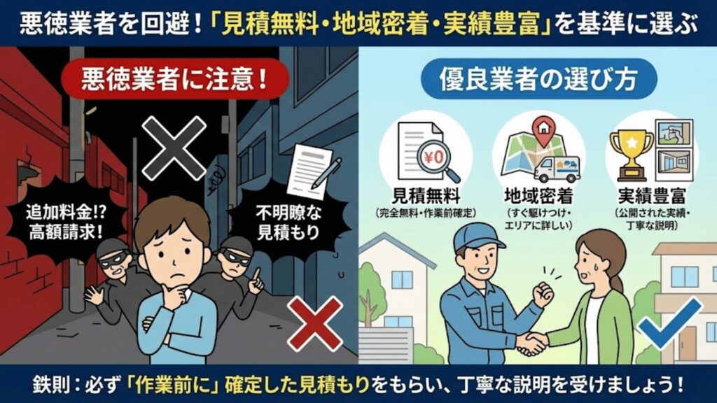 悪徳業者の見分け方のイラスト