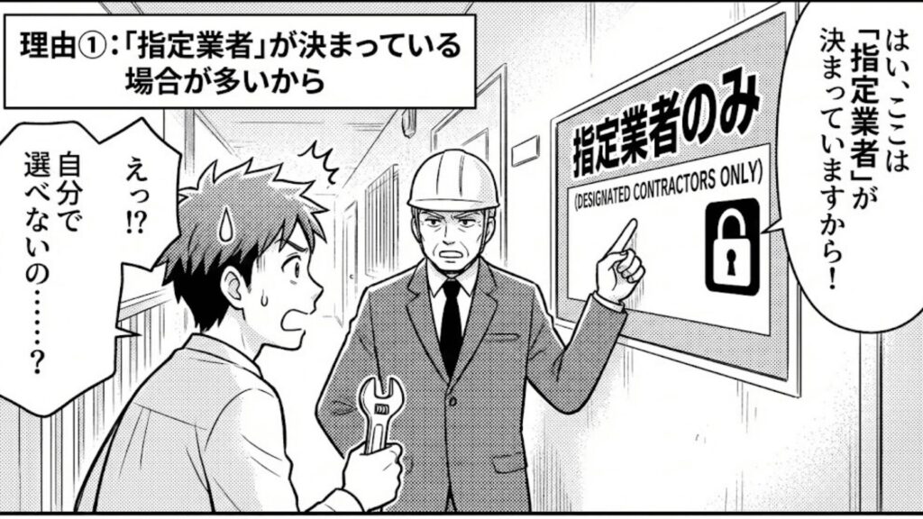 管理会社の指定業者が決まっているイメージ