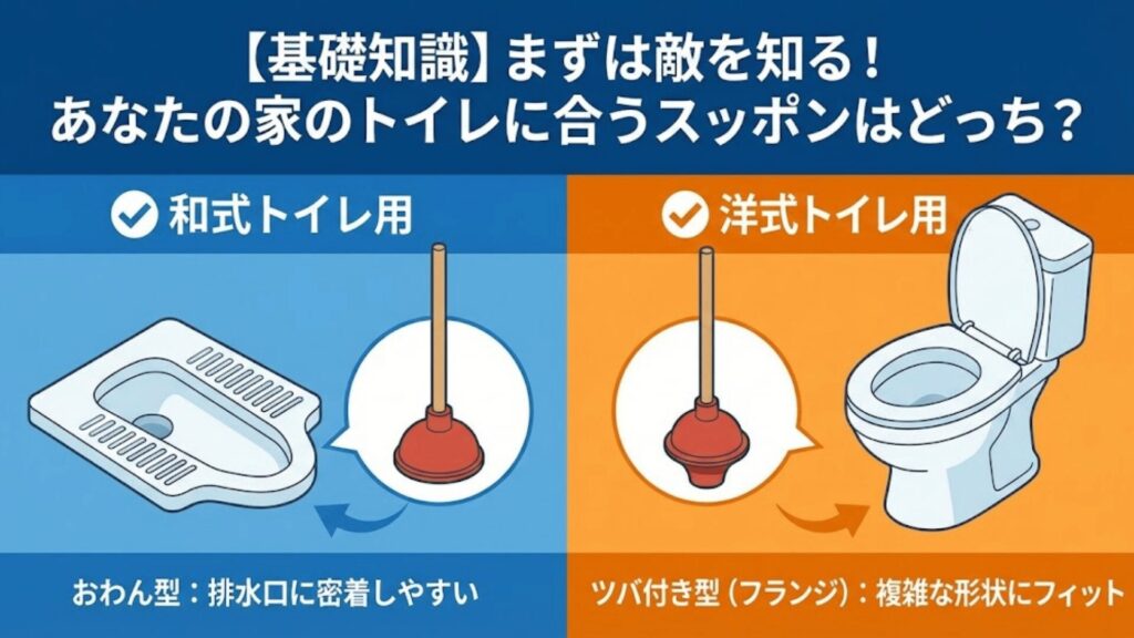 トイレの様式別のスッポンの紹介