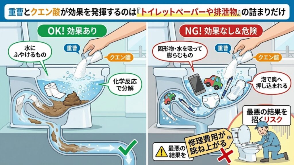 重曹とクエン酸はつまりだけ解消可能のイラスト