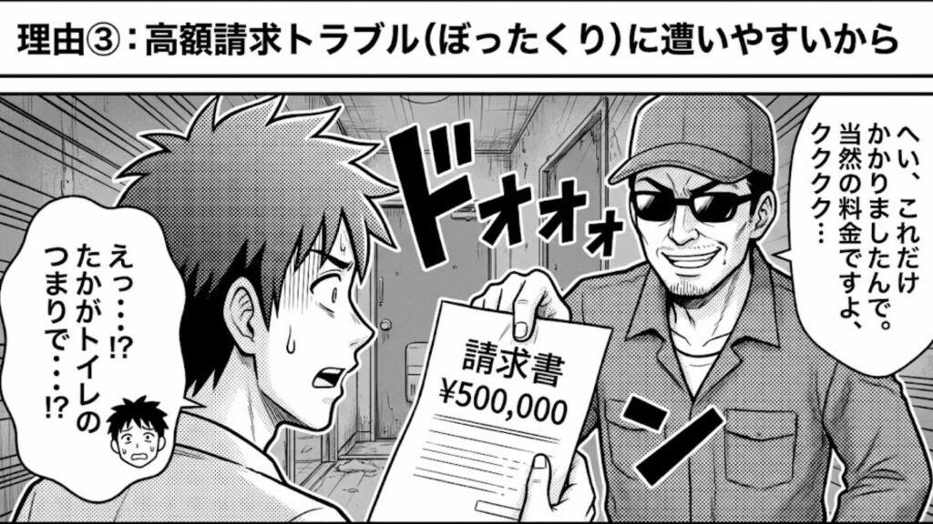 悪質な業者による高額請求トラブルのイメージ