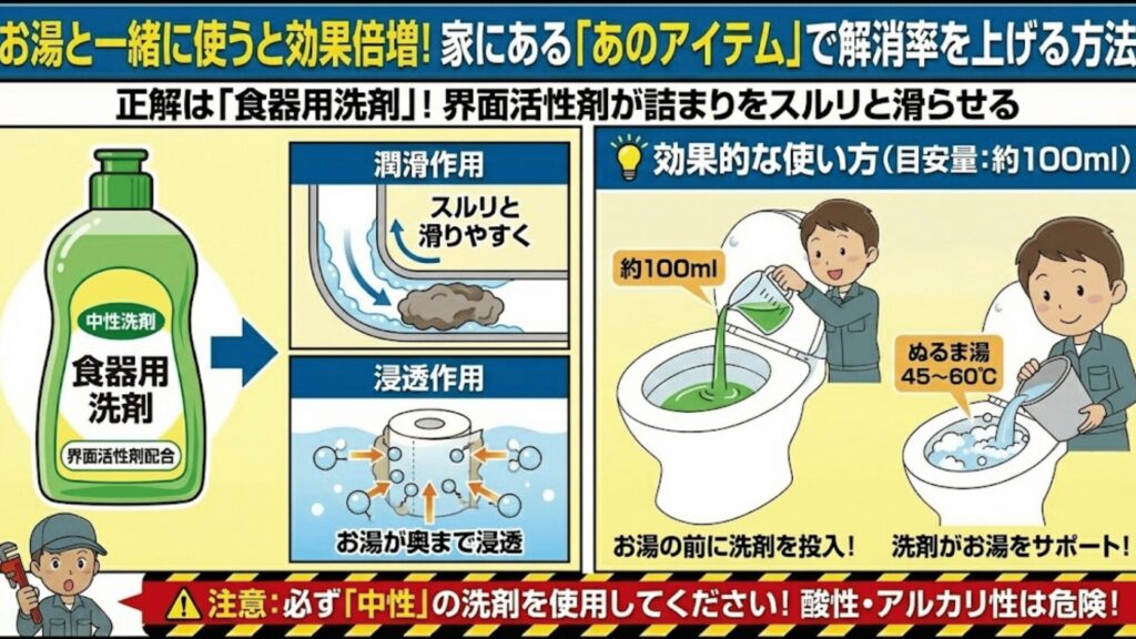 お湯と一緒に使うと効果的なアイテムのイラスト