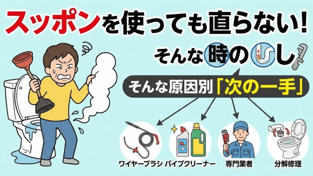 スッポンを使っても治らないばあいのイラスト