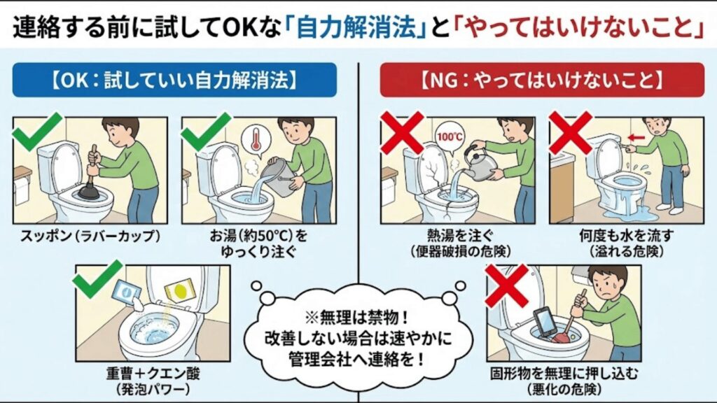 自分で試しても良い修理法とやってはいけないNG行動のイメージ