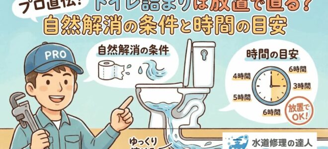 トイレ詰まりは放置で治るかどうかのイラスト