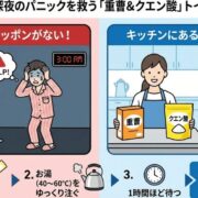 重曹とクエン酸でトイレ詰まりを解消するイラスト