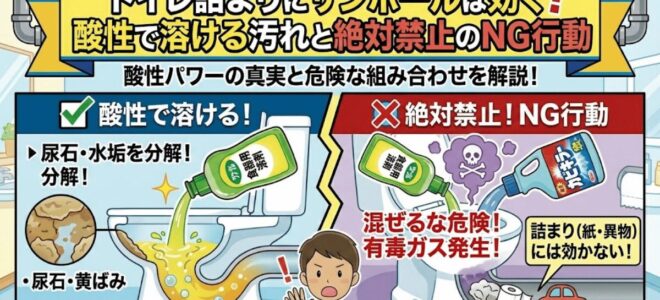 サンポールでの尿石汚れの解決方法のイラスト